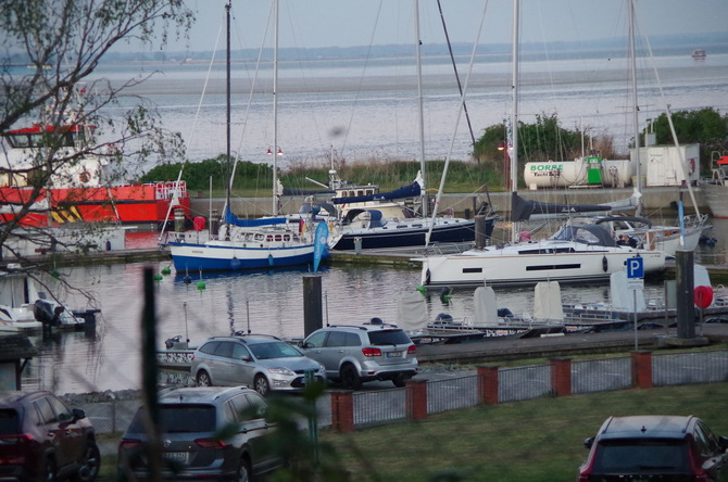Ferienwohnung in Barhöft - Matrosendeck - Lotsenhaus Barhöft - Matrosendeckwohnung - Blick auf Hafen Barhöft