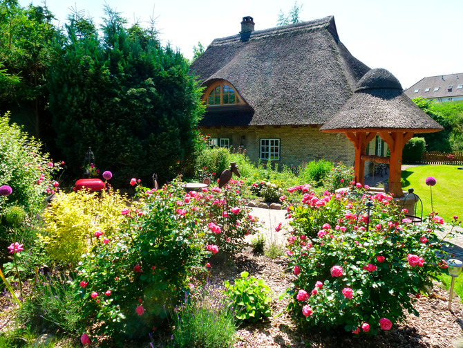 Ferienhaus in Döhnsdorf - Landhaus Unter dem Reetdach - Blumengarten